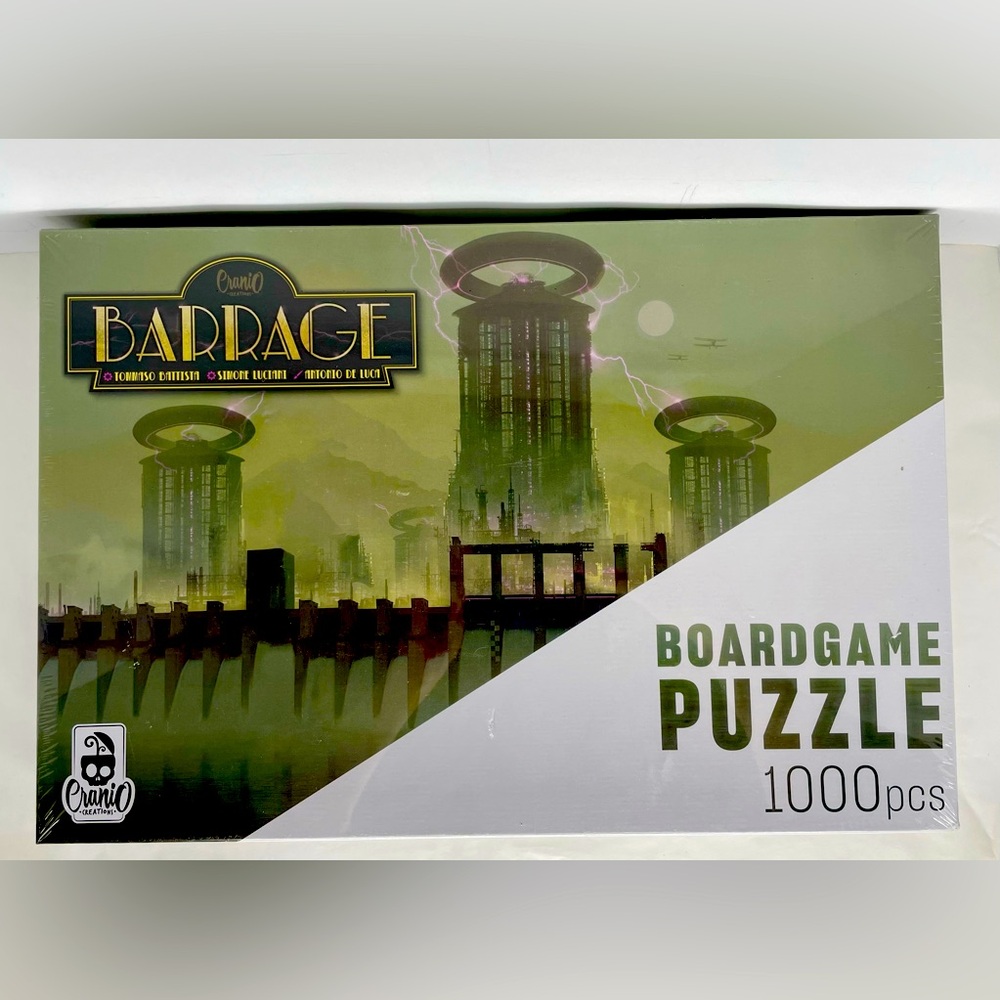 Cranio Creations Barrage Board game 1000 Piece Puzzle Resource Management New